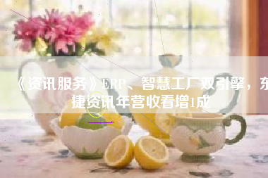 《資訊服務(wù)》ERP、智慧工廠雙引擎，東捷資訊年?duì)I收看增1成