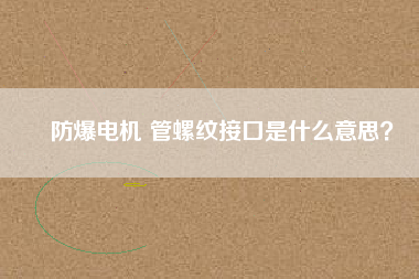 防爆電機 管螺紋接口是什么意思?